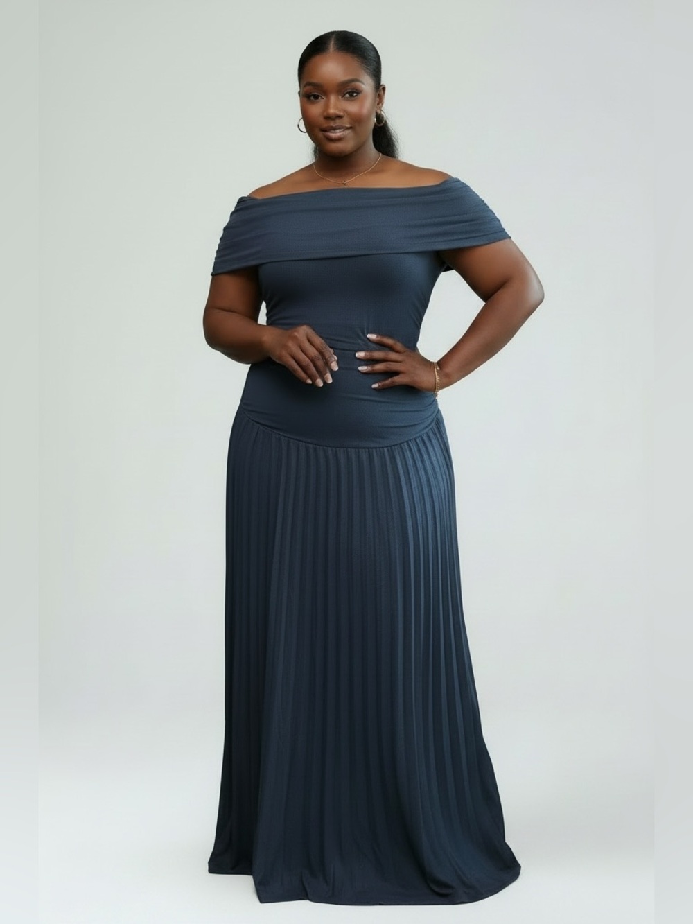 NWOT Off-Shoulder Maxi Dress in Blue